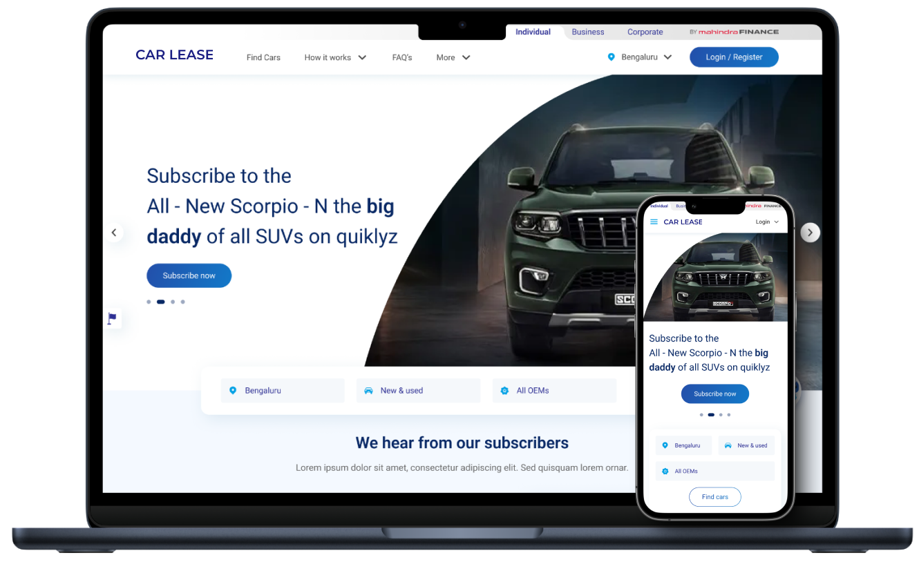 Car Lease 2: An application that features car leasing model in India